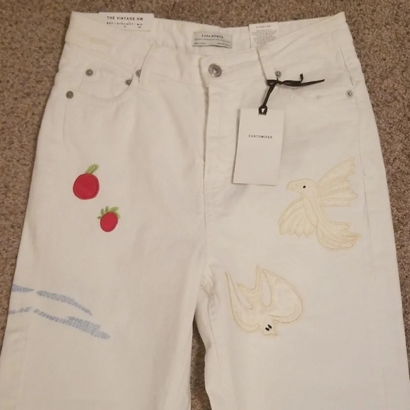 Zara Woman Vintage Embroidered Jeans 2 - Picture 2 of 9
